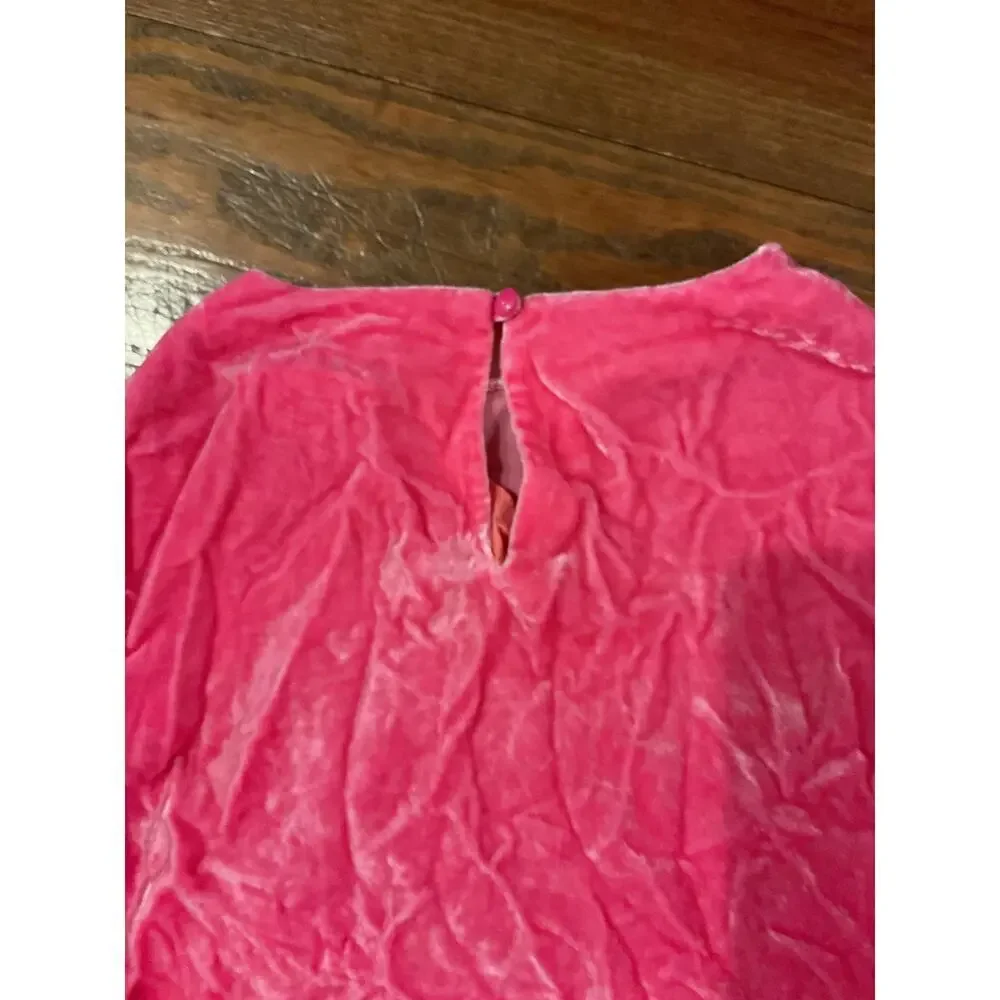 Crewcuts Hot Pink Crushed Velvet Silk & Viscose Sleeveless Blouse, 6 - Picture 5 of 5